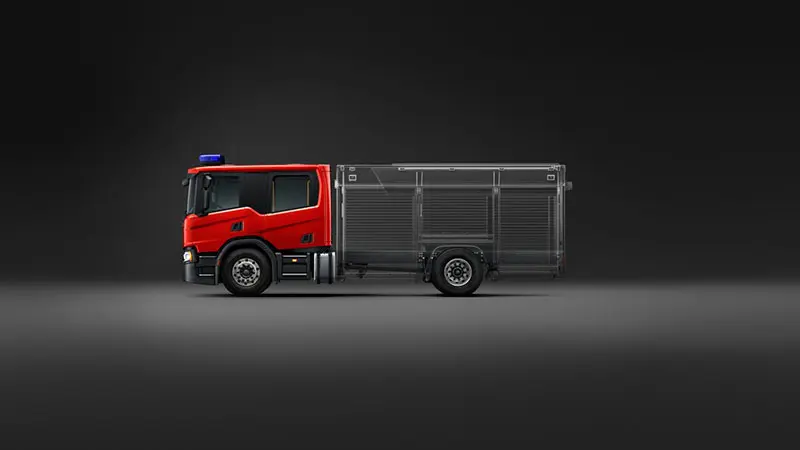 نمای کناری کامیون SCANIA Crewcab