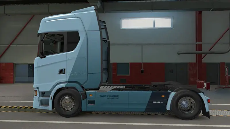 نمای کناری کامیون SCANIA Electric truck