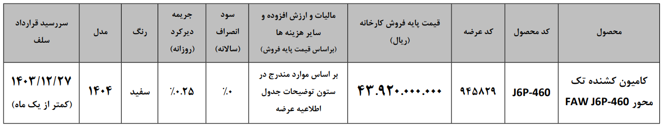 کامیون کشنده تک محور FAW J6P-460 مدل 1404