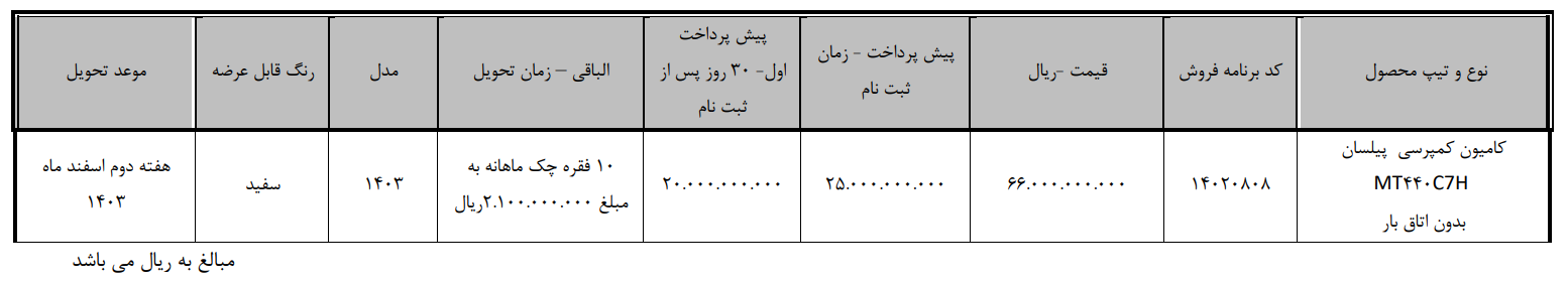 فروش کامیون کمپرسی پیلسان