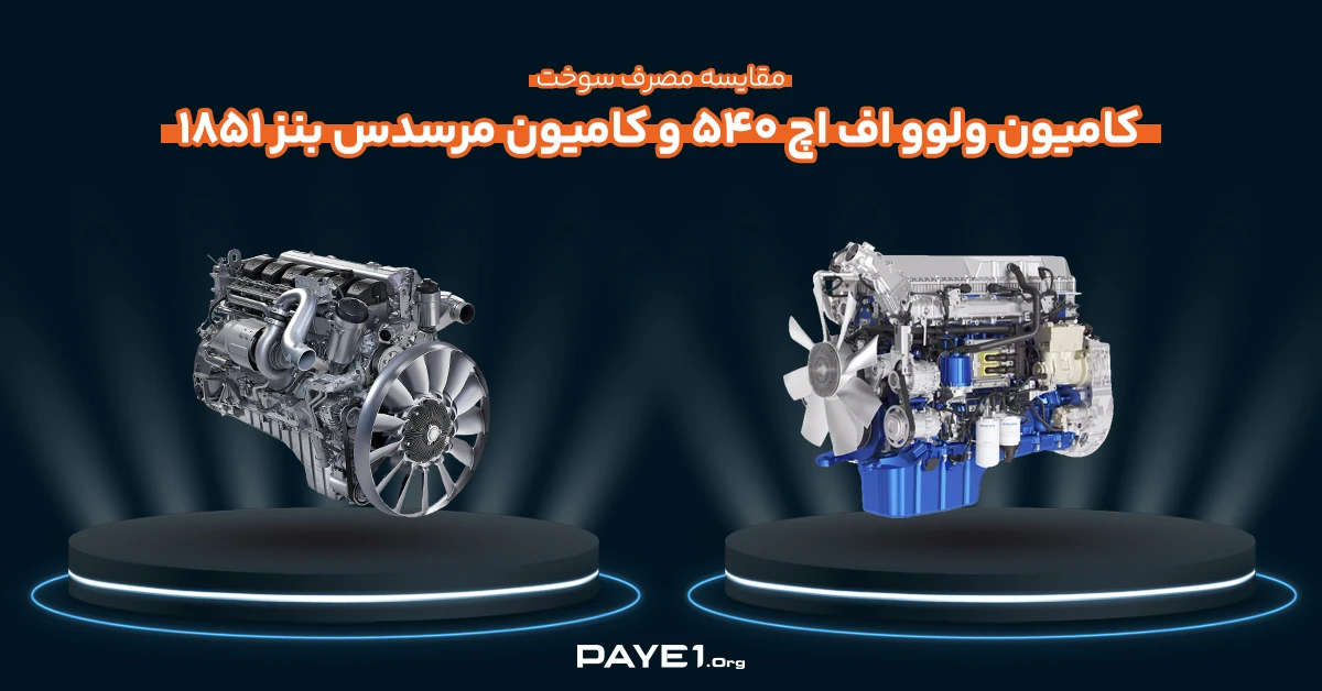 مقایسه مصرف سوخت کامیون ولوو اف اچ ۵۴۰ و کامیون مرسدس بنز ۱۸۵۱